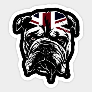 Vintage Bulldog Head with British Flag Illustration Sticker